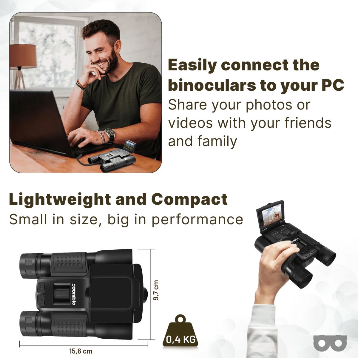 12x32 Digital Binoculars with Camera - Zoomble