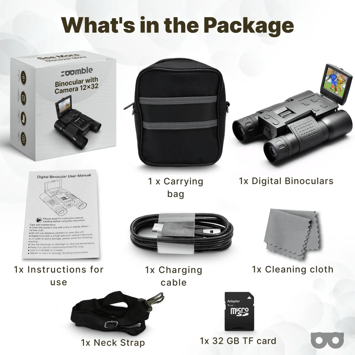 12x32 Digital Binoculars with Camera - Zoomble