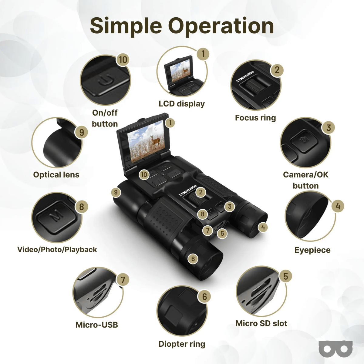 12x32 Digital Binoculars with Camera - Zoomble