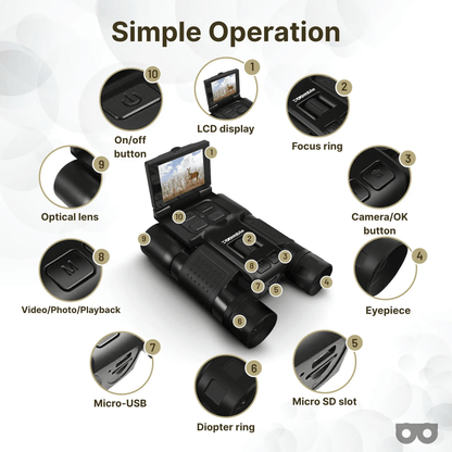 12x32 Digital Binoculars with Camera - Zoomble