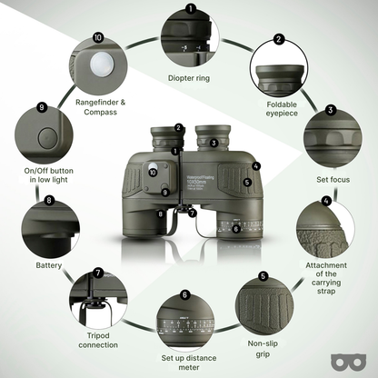 10x50 Binoculars with Rangefinder